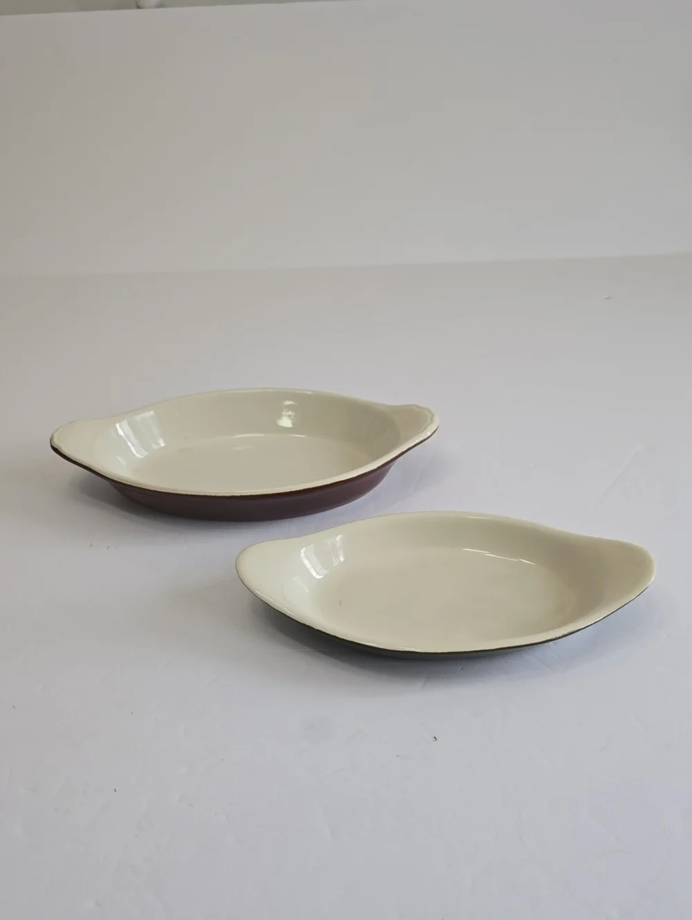 Vintage Set Of 2 Hall 529 & 521 Oval Au Gratin Casserole Dish USA Brown Green